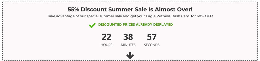 countdown timer to create urgency and purchase more
