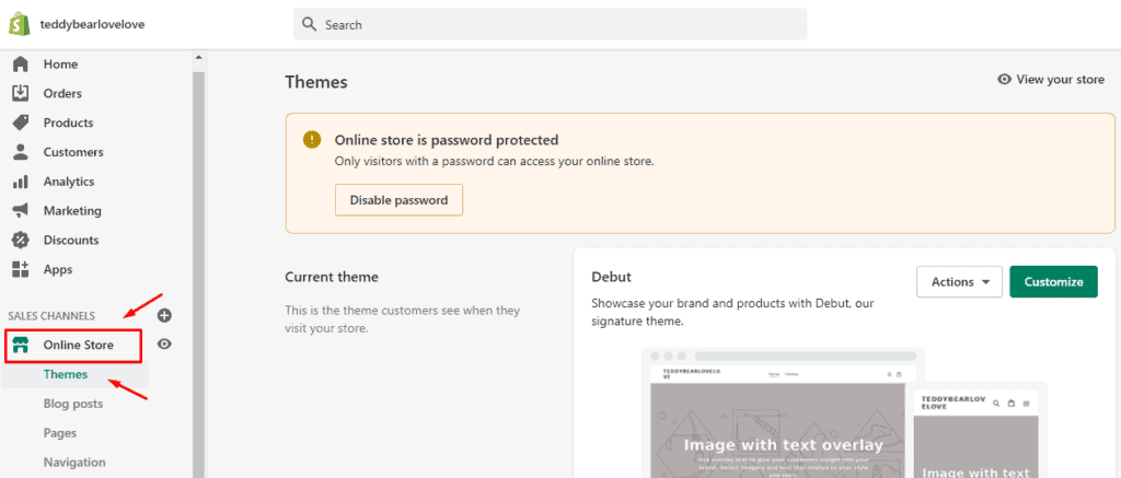 go to themes section