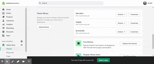 customize and publish the theme