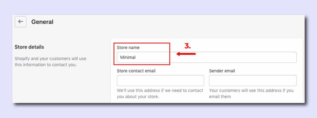 how to change shopify store name step 2