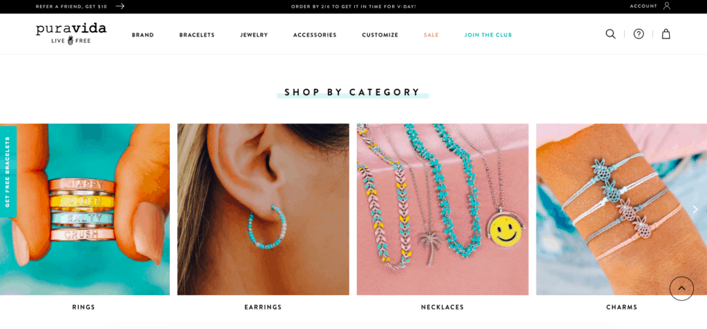 pura vida bracelets, shopify dropshipping store examples jewelry