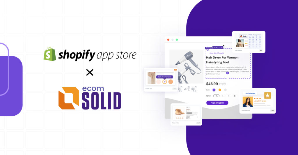 EcomSolid is on Shopify app store, EcomSolid Theme and Page Builder