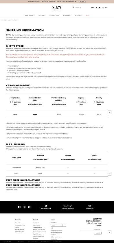 shipping information for conversion boosts for black friday